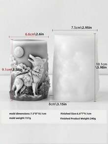 Wolf Relief Cylindrical Candle/Mold - Flexible Silicone Animal Wolf King Wax/Resin/Soap Mold, Realistic Texture, Suitable For DIY Handmade, Handmade Candle Making, Wedding Souvenirs, Soap Making, Resin Art - Wolf Head Relief Cylindrical Mold - Wolf Head Cylinder - View 2
