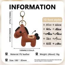 1 pieza Llavero de cuero de caballo en miniatura personalizado, dije para bolso, regalo del Día de la Madre, regalo para ella, regalos para novio, llavero de coche, llavero de caballo de cuero, llavero colgante de caballo de la suerte, adecuado para parejas, novio y novia, regalo personalizado de equitación - Multicolor - Ver 3