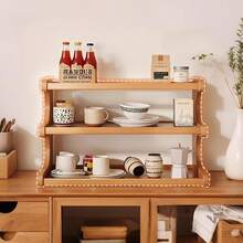 3-Tier Natural Bamboo Countertop Shelf, Multifunctional Kitchen Storage Organizer For Spice, Dishes, Coffee Bar, Bathroom Vanity, And Desktop,Home Décor,Room Deocr - View 8