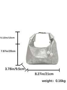 女士新款独特纹理手提包，夏季托特包，饺子造型单肩斜挎包 - 銀色 - 查看 5