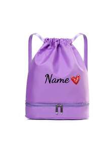 Bolsa de cuerdas de gran capacidad personalizada con texto con sufijo en forma de corazón, bolsa de yoga, bolsa deportiva con texto personalizado, bolsa de almacenamiento para picnic familiar, bolsa de hombro para viajes y desplazamientos, bolsa de compras para exteriores, regalo ideal para familiares y amigos - Multicolor - Ver 9