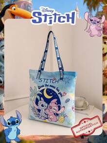 Disney 1 Pc Officially Licensed Stitch Pattern Canvas Tote Bag, Girl's Large-Capacity Shoulder Bag, Lightweight Reusable Shopping Bag – Ideal For Students, Teens, Cartoon Fans, Perfect For Daily Commutes, Grocery Shopping, School Runs, Beach Trips, Holiday Gatherings,Back To School - Multicolor - View 11