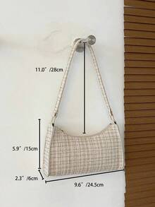 Plaid Pattern Bag Handbag,Shoulder Bag Minimalist,Casual Lightweight,Portable Women, Rookies & White-Collar Workers,Teacher Gifts,Girl,Woman Bag,Work ,Business,Commute,Shopping Valentines - 卡其色 - 查看 6