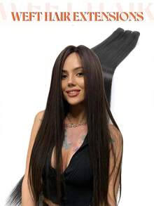 30 Inch 200g Heat Resistant Synthetic Straight Hair Weave, 100% Futura Sewn-In Natural Black Hair Extensions For Women - Multicolor - View 3