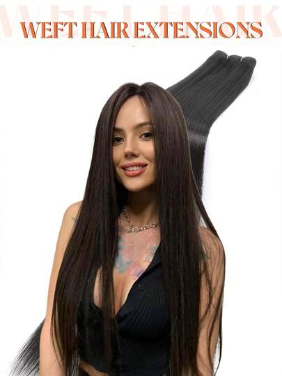 Extensiones de cabello tejido sintético resistente al calor de 30 pulgadas, 200 g, 100% Futura, para coser en la trama, color negro natural para mujeres