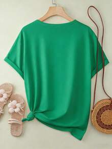 Disney Mickey Mouse Heart Head "Love Xxx Mickey" Graphic Women's Short Sleeve T-Shirt Sweet Valentine's Casual Top - Vert - Voir 2