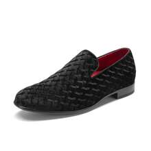 Men's Dress Loafers Velvet Tuxedo Slip-On Shoes Wedding Party Red Bottom For Male - màu đen - Xem 2