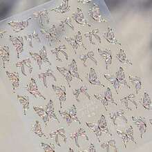 1pc Sparkling Butterfly Nail Art Stickers Exquisite Butterfly Nail Self Adhesive Paper DIY Thin And Hard Nail Decoration Stickers Stickers DIY - A - 查看 5