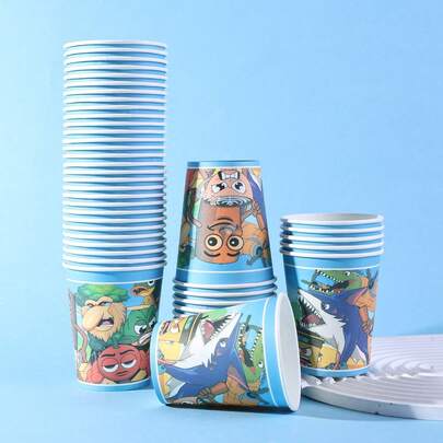 10pcs/20pcs/60pcs, Italian Brainrot Tralala Party Cups,Tralalero Disposable Paper Cups, Italian Brainrot Tralala Theme Hot And Cold Drinking Cups For Party, Seasonal Event-Bad Brain Birthday Theme Party Decoration,Vibrant Cartoon Monster Patterns- Brainrot Birthday Themed Party Decorations