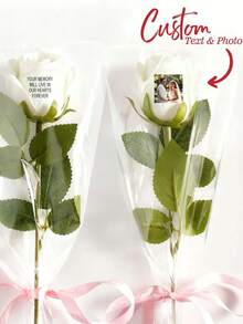 Customized Photo & Text Rose Flower, Personalized Preserved Photo Flower With Text, Customized Gift For Grandma/Mom/Teacher, Personalized Romantic Valentine's Day/Birthday Preserved Rose, Valentine's Day Gift, Mother's Day Gift, Wedding, Engagement, Anniversary, Couple Anniversary Gift - Multicolor - View 1