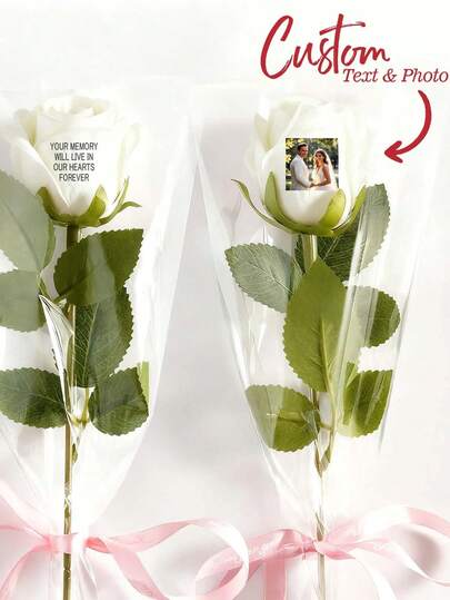 Customized Photo & Text Rose Flower, Personalized Preserved Photo Flower With Text, Customized Gift For Grandma/Mom/Teacher, Personalized Romantic Valentine's Day/Birthday Preserved Rose, Valentine's Day Gift, Mother's Day Gift, Wedding, Engagement, Anniversary, Couple Anniversary Gift