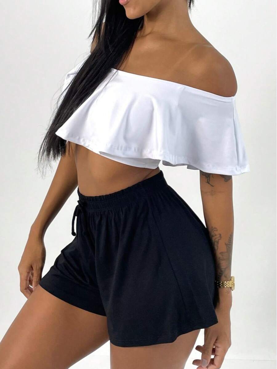 Women's Shorts Loose High Waist New Viscolycra Mesh Breeze - 黑色 - 查看 1