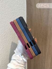 4pcs Skin-Friendly Matte Transparent Phone Cases In Black, Burgundy, Brown And Blue, Compatible With IPhone 17, 17 Pro, 17 Air, 17 Pro Max, 11, 11 Pro, 11 Pro Max, 12, 12 Pro, 12 Pro Max, 13, 13 Pro, 13 Pro Max, 14, 14 Pro, 14 Plus, 14 Pro Max, 15, 15 Pro, 15 Plus, 16, 16 Pro, 16 Pro Max, 16 Plus - Multicolor - View 4