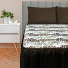 Printed Double Bedspread 03 Pieces With Ruffle And Pillowcases - Soft Light Immediate Shipping - Rỉ Nâu - Xem 7