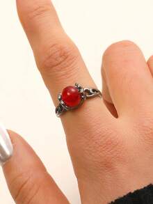 Planeta floral aleatorio, anillo de alivio del estrés retro creativo, anillo de cobre con cuentas de graffiti coloridas giratorias, anillo abierto para mujer, anillo de diseño giratorio de nicho de moda, accesorio de joyería versátil - Multicolor - Ver 6