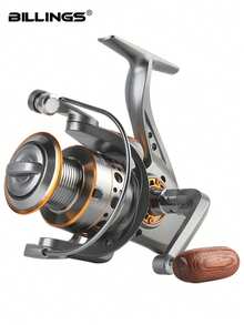BILLINGS Spinnrulle, spinnfiskerulle för sötvatten och saltvatten, max drag 26LB, utväxling 5,2:1, 1000-7000-serien med metallvikningsvippa och aluminiumspole - Silver - Visa 2