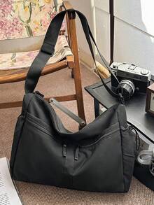 1pc Nylon Crossbody Bag, Casual Shoulder Bag, Versatile Daily Use Messenger Bag, Lightweight Peach Tree Sling Bag For Men - Multicolor - View 7