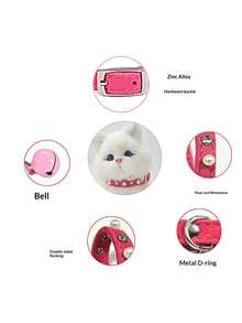 1 pieza/4 piezas Collar de mascotas con perlas y diamante de imitación, adecuado para gatos y perros pequeños - Multicolor - Ver 5