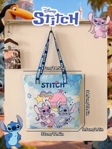 Disney 1 Pc Officially Licensed Stitch Pattern Canvas Tote Bag, Girl's Large-Capacity Shoulder Bag, Lightweight Reusable Shopping Bag – Ideal For Students, Teens, Cartoon Fans, Perfect For Daily Commutes, Grocery Shopping, School Runs, Beach Trips, Holiday Gatherings,Back To School - Multicolor - View 4