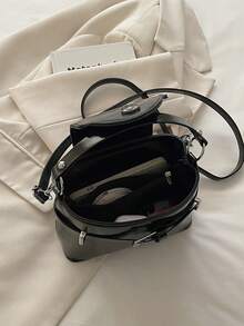 New Fashion Metal Decor Handbag Shoulder Bucket Bag, Suitable For Parties, Outings, Vacations, Shopping And Daily Use, Can Store Coins, Phones, Also Suitable As A Work Bag For White-Collar, College Students And Office Workers, Elegant Ladies Bag - Black - View 6
