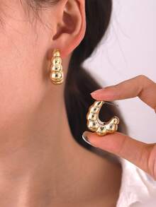 Set de 2-10 piezas de aretes casuales con diseño asimétrico de estrella de mar y concha, adecuado para fiesta, regalo, playa, cumpleaños, uso diario - Dorado - Ver 5