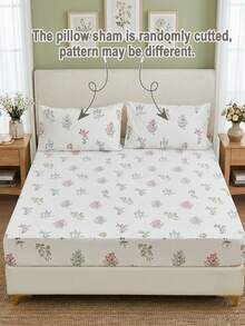 3 Stücke Baumwoll-Bettwäsche-Set mit Ditsy-Blumenmuster, bestehend aus 1 Spannbettlaken + 2 Kissenbezügen, in den Farben Lila, Rosa und Gelb, geeignet für Schlafzimmer und Studentenwohnheim, perfektes Geschenk für Feiertage und alle Jahreszeiten, weich und hautfreundlich, Wohnessentielle im amerikanischen Landhausstil - Verschiedenfarbig - Übersicht 5