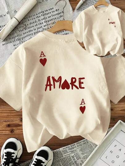 Camiseta feminina de cor sólida com gola redonda e manga curta solta, top 100% algodão, estampa de cartão de jogo Ace com coração vermelho, roupas femininas casuais primavera/verão, streetwear, roupas de férias, camisetas invierno mujer, noistamujer, camiseta oversize mujer, motivo mujer, camiseta manga corta mujer, top verano, k pop guerreras, ropa mujer, verano mujer, jersey, fiesta, sudaderas de mujer, conjunto mujer invierno, ropa verano mujer, verano mujer, y2k, mujer, curve, ropa curvy mujer, sudadera mujer talla Grande, amigos, curva, férias, casual, escritório/lounge/casa/esportes ao ar livre/estilo retro/simples, design divertido, tops casuais para todas as estações, camisas de manga curta para casal do Dia dos Namorados, camisas de manga curta unissex, para encontros, passeios românticos, feriados presentes, tops brancos, esporte, top negros elegantes