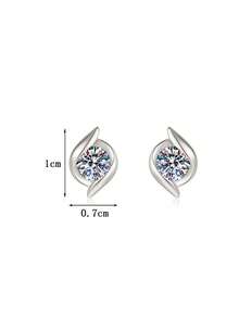 2 piezas Pendientes minimalistas de plata 925 con 0,5 quilates x 2 de Moissanita, adecuados para uso diario de mujeres, fiestas, vacaciones, regalo de joyería unisex para el Día de la Madre, aniversario de bodas, cumpleaños - Plateado - Ver 3