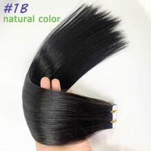 Tóc nối thẳng dạng băng dính màu đen tự nhiên, dài 26 inch, keo dán vô hình, làm từ tóc người Brazil Remy, 20 miếng/gói - Nhiều màu - Xem 26