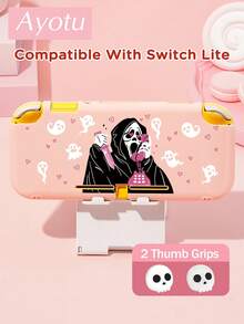 Ayotu Death & Heart & Ghost Themed Switch Protective Case, Suitable For New Switch 2 (2025)/Switch NS/Switch OLED, Can Be Installed On The Dock Without Removing The Protective Case, Universal Game Controller Protective Cover, Comes With 2 Joystick Caps, Switch Gaming Accessories, Anti-Fall And Anti-Scratch, Spring Romance/Back To School Gift/Valentine's Day Gift - Xem 8