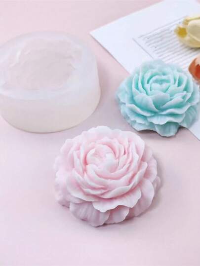 1pc Peony Scented Candle Silicone Mold DIY Peony Scented Plaster Diffuser Stone Home Decor Silicone Mold