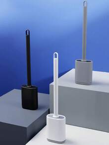 1pc Minimalist Toilet Brush Set, Wall-Mounted Double-Sided Brush Head Cleaning Tool, No Dead Angle Bathroom Cleaner, Detachable Handle, Suitable For High-End Hotels And Commercial Use - Multicolor - View 5