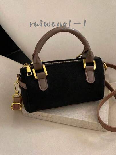 Fashionable High-End Cylinder Boston Bag For Women, Versatile Handheld/Shoulder/Crossbody Bag With Zipper, Frosted Pu Leather