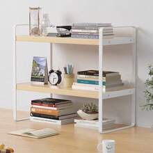 1pc Desktop Storage Rack, Single-Tier Small Bookshelf, Office Display Shelf, Desktop Storage Box, Bedroom/Dorm Accessory - White - View 12