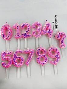 Nến trang trí bánh sinh nhật/kỷ niệm số 0-9 lấp lánh màu hồng, dùng trang trí tiệc. - Xem 8