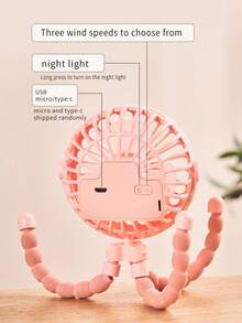 2pcs Octopus Baby Stroller Fan ,USB Rechargeable Portable Silent Fan , Mini Handheld Foldable Trip Fan With Led Night Light ,Multifunctional Desktop Fan With Adjustable Angle , Bending & Twist Free ,3 Adjustable Speeds Desk Fan For Baby's Room, Camping Accessories ,Travel , Live Streaming ,Can Be Hung,Placed Or Wrapped Around - Hồng 2 miếng - Xem 6