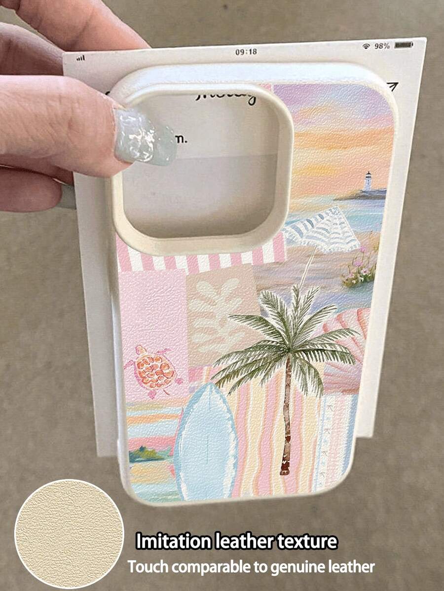 Minimalist Resort Style Fashion Textured Soft Waterproof Shockproof Anti-Slip 1pc Summer Surfboard & Palm Tree Pattern High-End Feeling Phone Case Suitable As Birthday/Holiday Gift For Friends Family Couples Compatible With Apple/ Phones 17/17PRO/17PROMAX/17Air International Version Not The Domestic Version Spring Mom - Multicolor - View 1