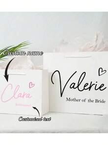 1个定制婚礼个性化礼品袋，高品质伴郎伴娘派对回礼袋，婚礼迎宾袋，回礼袋，生日礼物定制袋 - 彩色 - 查看 2