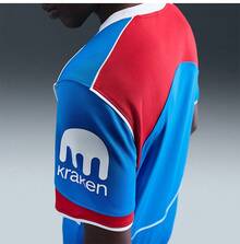 Nike Dri-FIT Men's Breathable Training Football/Soccer Match Short Sleeve Shirt - Blue/White/Red - View 5