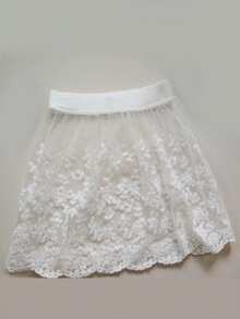Women's Embroidered Lace Short Skirt, All-Season Fashion Half Skirt, Versatile Layering Piece For Leggings, Sweatshirts & Sweaters - Multicolor - View 9