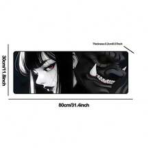 Large Size Dark Anime Girl Demon Mask Gaming Mouse Pad, Extended Non-Slip Rubber Base Desk Mat, Gothic Manga Aesthetic Computer Accessory, Durable Office Desk Pad Suitable For Home Office And Gaming Setup, Ideal Gift For Anime Fans And Gothic Enthusiasts - View 8