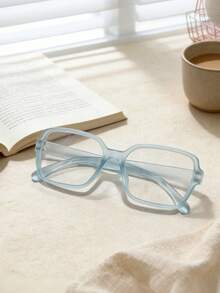 1副女士极简透明镜片眼镜 - 全框椭圆形镜架，带弹簧铰链，圆形设计，适合日常通勤、休闲佩戴和各种脸型 - 彩色 - 查看 6