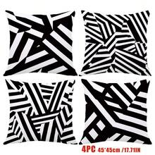MEMNUN 4pcs Classic Black And White Striped Print Pillow Covers [No Pillow Insert], 17.7*17.7in(45*45cm)/19.69*19.69in(50*50cm)/15.75*15.75in(40*40cm), [Single-Sided Printing] Style Polyester Throw Pillow Covers For Sofa, Bed, Living Room, Bedroom, Car, Office, Hotel Decor, Perfect Gift For Family And Friends, Suitable For All Seasons - Multicolor - View 13