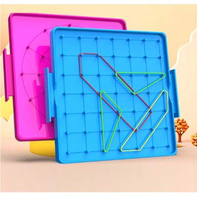 1pc Elementary Math Pegboard, Suitable For 1st-2nd Grade Geometry Shape Teaching Tool, Flat Pegboard, Multi-Functional Pegboard, Can Identify Symmetric Shapes, Recognize Circle & Angle Relationships, Use Circle Pegs To Compose Time, Identify Time, More Fun Ways To Stimulate Imagination And Creativity, And Odorless Material, Double-Layer Storage Slot, Rubber Bands Won't Get Lost Easily, Rounded Edges Won't Hurt Hands [Includes 10 Rubber Bands And Instruction Manual]