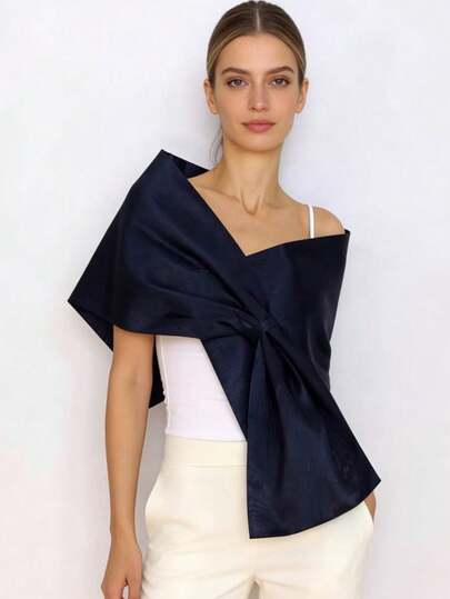 Elegant Solid Color Shawl/Capelet, Suitable For Weddings, Formal Dances, Versatile For Brides And Bridesmaids
