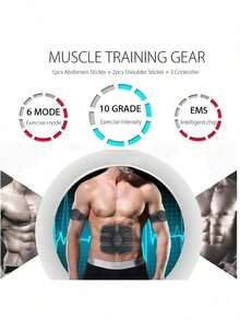 AXH. EMS Wireless Muscle Stimulation Training Device, Smart Fitness Abdominal Trainer, Electric Massage - Black - View 7
