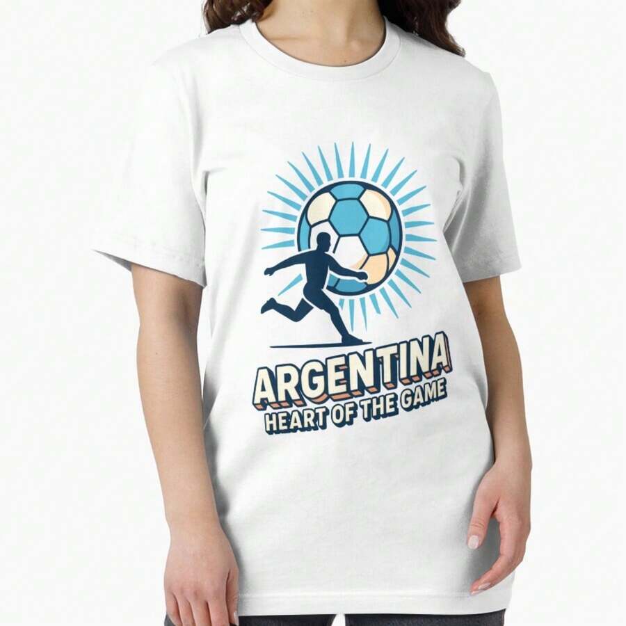 Corazón del juego de Argentina - Camiseta esencial de fanático del fútbol retro - Blanco - Ver 1