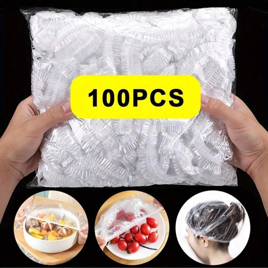SOKANY 100 engångsmatlock i PE, starka, elastiska, lufttäta, för rester/frukt, passar olika tallrikar, damm- och insektsäkra, köksförvaringstillbehör
