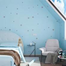 1 Roll Star Pattern Self-Adhesive Wallpaper, Convenient To Peel And Stick, Water-Resistant Surface, Suitable For Wardrobe, Desk, Room, Bedroom, Dormitory, Bathroom, Living Room Wall Decor, Creating A Warm And Dreamy Atmosphere, Bathroom Wall Sticker, Wall Paper, Spring Decor, Bedroom Decor, Desktop Sticker, Kitchen Anti-Oil Sticker, Wall Decal - White 1pc - View 3