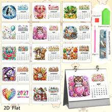 2027 Calendrier de peinture de diamant à motif mignon pour les vacances, Calendrier du Nouvel An, Calendrier de bureau, Chaque page a des motifs différents, Fait main créatif, Support de calendrier pour décoration de bureau, salon, Décoration de vacances, Cadeau pour petite amie, Cadeau sincère, Cadeau parfait, Cadeau de Nouvel An, Cadeau de Noël - Ensembles - Voir 3
